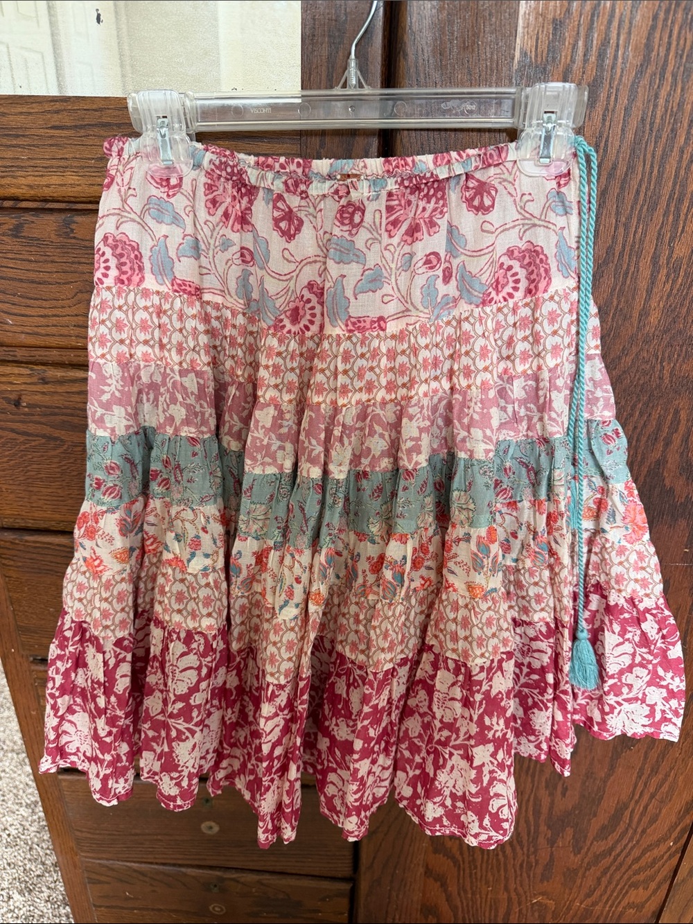 Free people floral Tiered Pink & Teal Women's Skirt